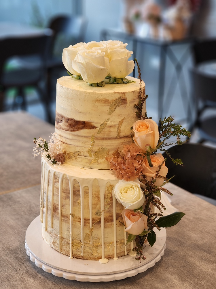 Engagement Cake with Fresh Flowers 2